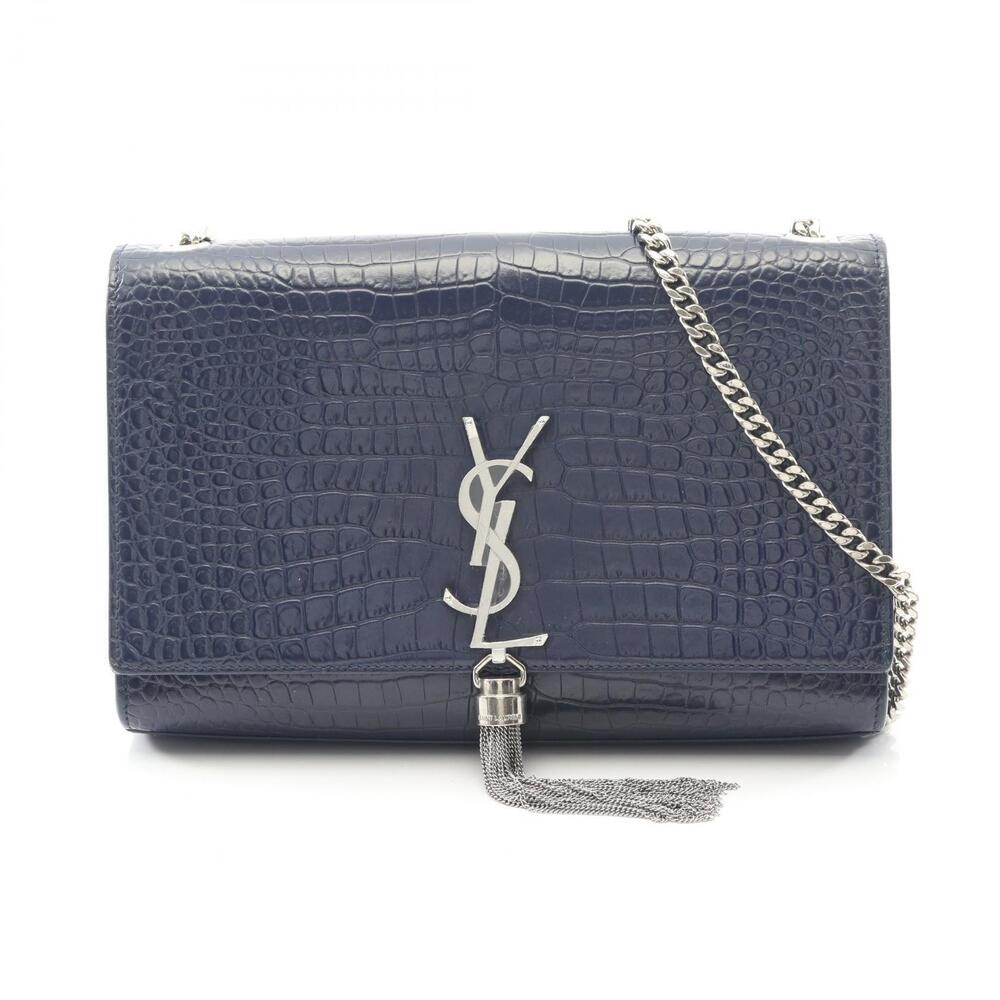 Saint Laurent Paris Kate Monogram Shoulder Bag Leather Blue